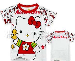 廠家外貿童裝/中小童童裝/HELLO KITTY女童紅色短袖T恤P_XC8959工廠,批發,進口,代購