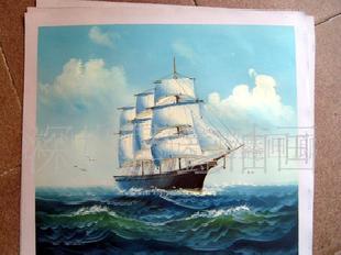 風景油畫熱賣油畫一帆風順帆船28元一幅50幅起批辦公室專用工廠,批發,進口,代購