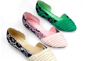 2011單鞋新款批發 韓版蕾絲夾頭平跟外貿女鞋工廠,批發,進口,代購