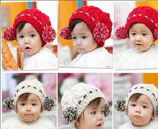 韓版秋冬款可愛雙球 男 女 寶寶帽子 兒童毛線帽子 嬰兒帽子工廠,批發,進口,代購