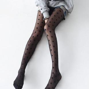 S26大C同款 明星款大波點時尚薄透性感連褲襪 絲襪工廠,批發,進口,代購