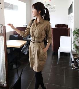 2011新款韓版秋冬時尚甜美氣質收身帶腰帶風衣工廠,批發,進口,代購