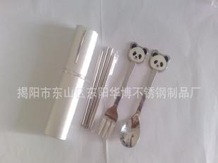 直銷不銹鋼熊貓餐具  鋁盒套裝餐具 環保旅行套裝餐具 禮品餐具工廠,批發,進口,代購
