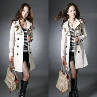 2011春秋裝新款韓版大碼女裝雙排扣長袖大衣長款2101工廠,批發,進口,代購