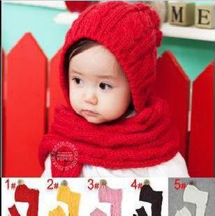 韓版兒童針織帽套裝/套頭兩件套/帽子+圍巾工廠,批發,進口,代購