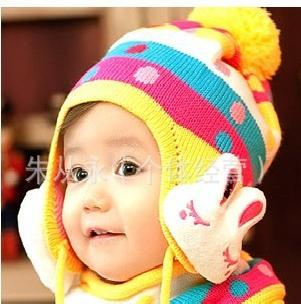 2011款韓版兔子護耳套帽 兒童針織秋冬帽子批發工廠,批發,進口,代購