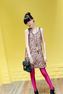 9120#野性簡約的豹紋圖案長T 2011春夏新款工廠,批發,進口,代購