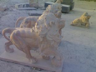 生產加工石雕工藝品擺件晚霞紅漢白玉動物獅子石雕。工廠,批發,進口,代購