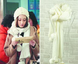 廣州商 裸婚時代姚笛同款圍巾童佳倩毛線毛球球圍巾工廠,批發,進口,代購