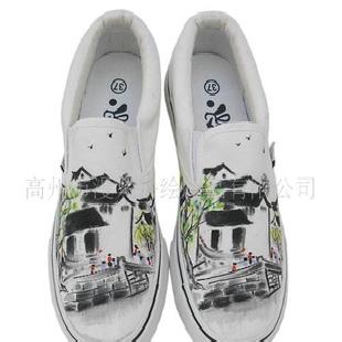 中國風手繪鞋 江南煙雨 十大原創品牌手繪鞋 女鞋工廠,批發,進口,代購