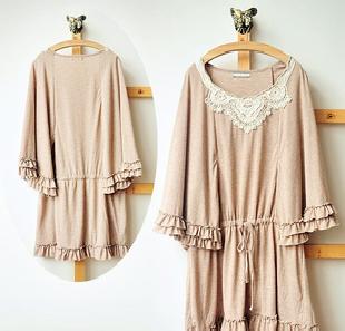 日本原單精品女裝2011秋季斗篷式新款蕾絲領邊女式精品連衣裙工廠,批發,進口,代購