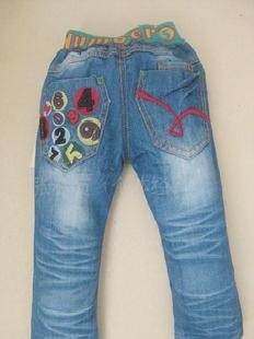 2010春款卡布達數字簡潔款淺藍小童牛仔長褲/單褲工廠,批發,進口,代購