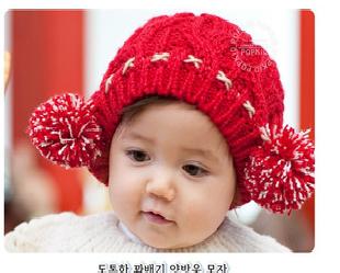 【巨&華】 6.8元  韓版兒童毛線帽子 嬰兒帽子 可愛雙球  4色批發・進口・工廠・代買・代購