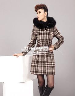 新款冬裝毛領格紋羊絨大衣 女裝衛衣 淘寶網店代銷工廠,批發,進口,代購