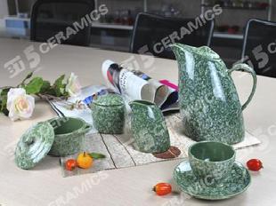 3D觀賞性及實用性 日用工藝陶瓷 深碧綠石紋茶壺套裝工廠,批發,進口,代購