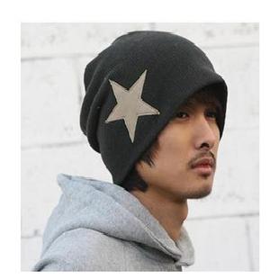 火爆韓國男女通用五角星針織帽/貼五角星帽子/情侶針織帽工廠,批發,進口,代購