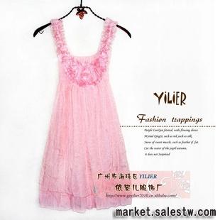 292#熱門夏季女裝 花束領花 唯美純色 吊帶新款連衣裙批發工廠,批發,進口,代購