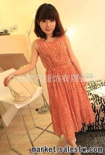 熱門女裝 2012夏季 波西米亞碎花百褶 背心雪紡連衣裙批發D280工廠,批發,進口,代購