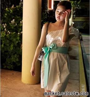2012夏裝新款 熱門女裝 時尚簡約單肩氣質系腰帶修身連衣裙8163工廠,批發,進口,代購