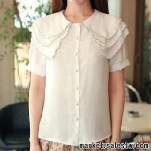 2012日韓夏裝新款 熱門女裝 時尚多層翻領氣質單排扣開衫襯衣8017工廠,批發,進口,代購