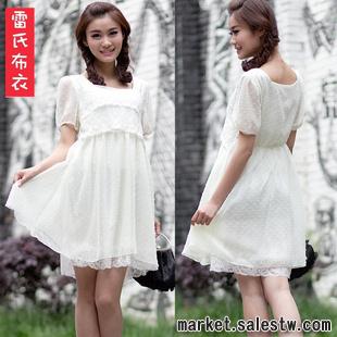 品牌清倉女裝 夏季熱門白色短袖時尚雪紡瑞麗新款連衣裙女式1236工廠,批發,進口,代購