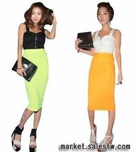 2012年日韓熱門女裝新款熒光色高腰包臀半身裙子 FFG751工廠,批發,進口,代購