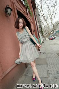 2012新款  熱門女裝 韓版田園風 荷葉邊 無袖 雪紡連衣裙 503W684工廠,批發,進口,代購
