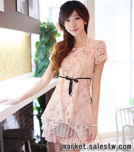 瑞麗連衣裙2012熱門女裝 時尚修身短袖蕾絲連衣裙品牌連衣裙2053工廠,批發,進口,代購
