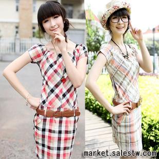 夏裝爆款格子淑女連衣裙 正品女裝代理 熱門女裝代理 一件代發貨工廠,批發,進口,代購