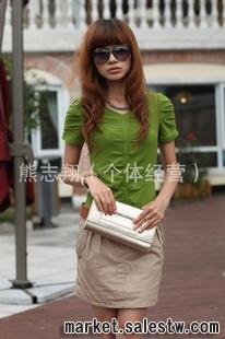 2012春季熱門女裝修身百搭短袖韓版連衣裙工廠,批發,進口,代購