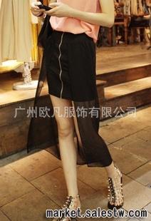 熱門女裝 2012夏季韓版 包臀修身拉鏈 不規則雪紡短裙批發 K344工廠,批發,進口,代購