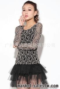 品牌連衣裙 2012春季新款雪紡網紗不規則裙擺連衣裙 熱門女裝批發工廠,批發,進口,代購