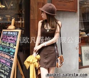 熱門女裝 2012夏裝新款 低胸螺紋棉性感 鈕扣背心連衣裙批發K310工廠,批發,進口,代購