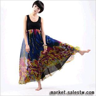 韓版熱門女裝 女裝連衣裙 高腰女裝連衣裙 拼接大擺連衣裙zzg027工廠,批發,進口,代購