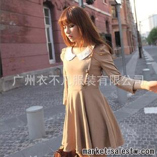 2012日韓新款 熱門女裝 氣質翻領時尚單排扣裝飾修身連衣裙5162工廠,批發,進口,代購