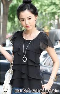 韓版  熱門女裝 修身女裝  夏裝女裝 雪紡短袖雪紡衫工廠,批發,進口,代購
