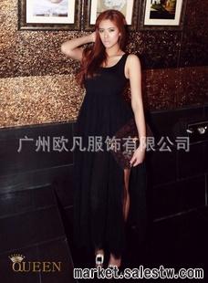 熱門女裝 2012夏季 韓版甜美側開叉拼色裙擺背心裙連衣裙批發K237工廠,批發,進口,代購