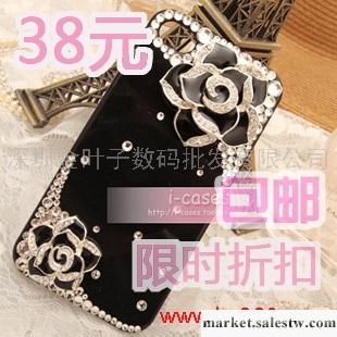 iphone4 4s 手機殼 水鉆 山茶花 蘋果4手機套外殼工廠,批發,進口,代購