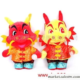 供應2012龍年吉祥物龍年大吉唐裝款公仔毛絨玩具工廠,批發,進口,代購