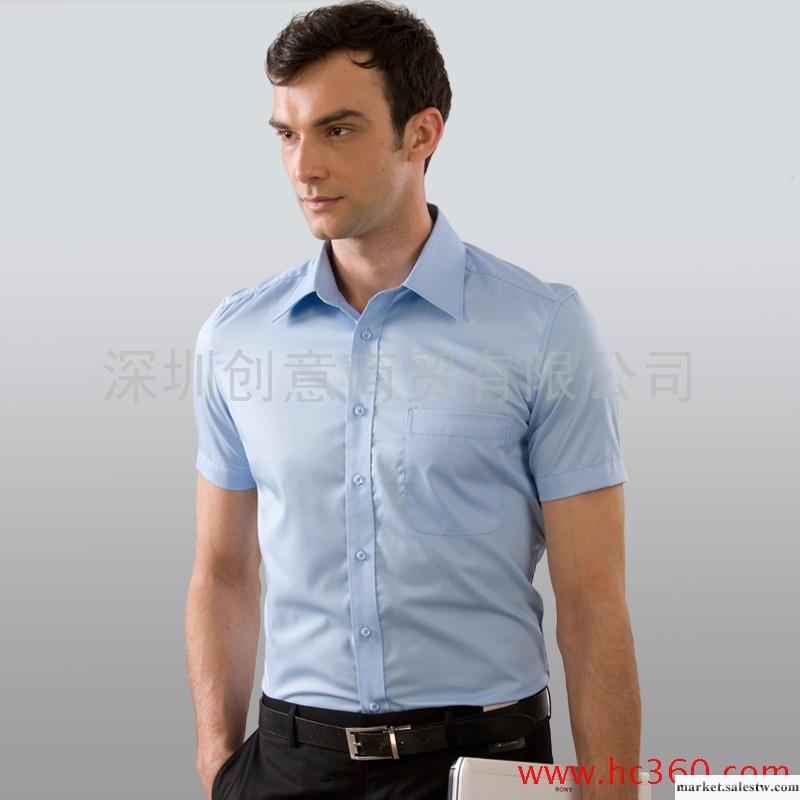 LonPEman龍佩 男式商務修身 淺藍色斜紋短袖襯衫同款工廠,批發,進口,代購