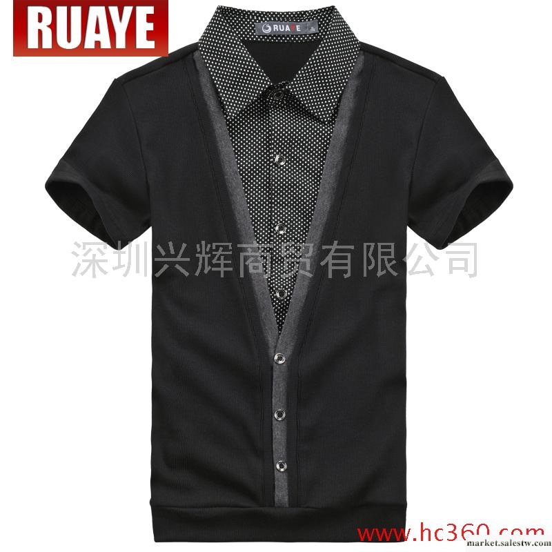 ruaye睿奕 2012新款夏裝短袖襯衣 韓版男式假兩件短袖襯衫R21T114工廠,批發,進口,代購
