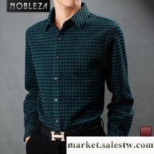 供應NOBLEZA中年男式裝 商務休閑紅綠色小格子襯衫 男士冬款長袖襯工廠,批發,進口,代購