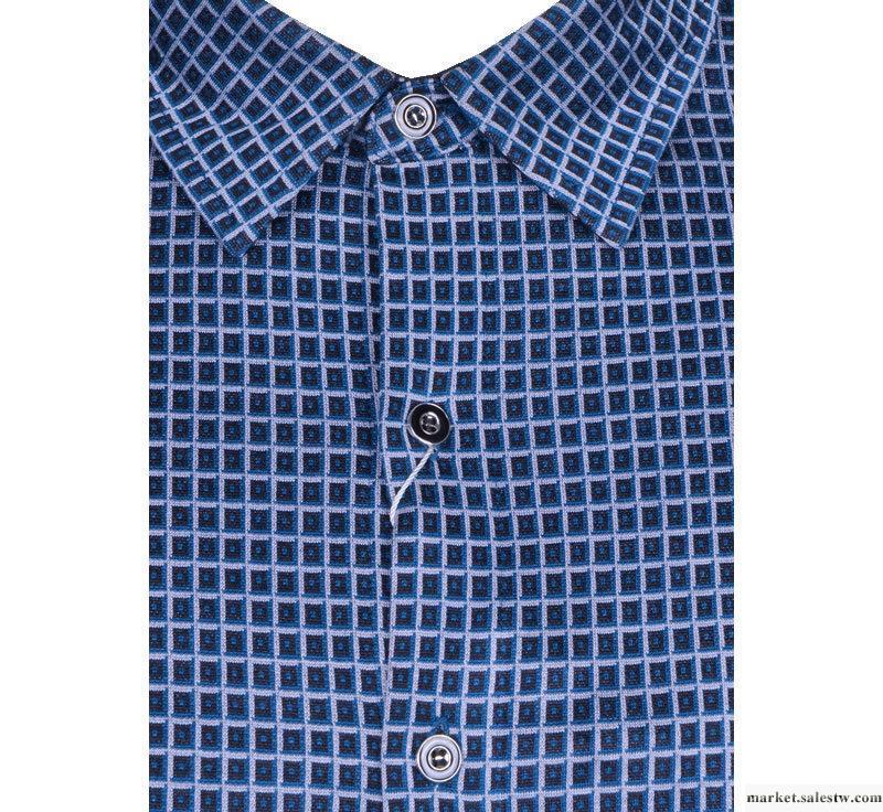AOKEN男式高檔蠶絲羊絨藍格商務休閑針織襯衫T恤工廠,批發,進口,代購