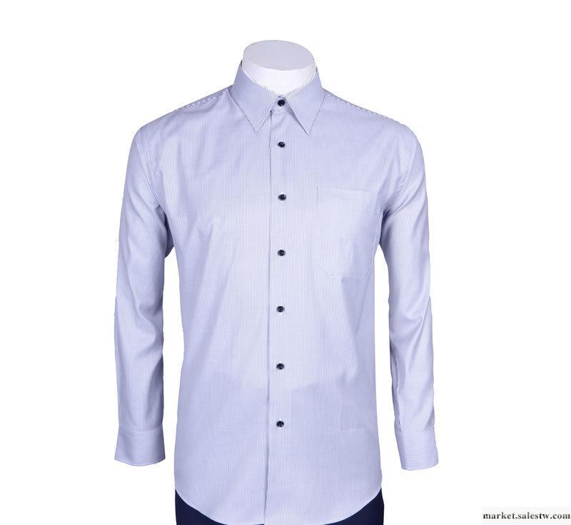 AOKEN男式新款純棉藍條修身商務正裝長袖襯衫工廠,批發,進口,代購