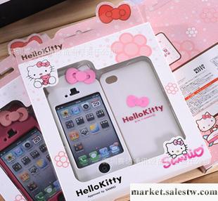 供應Hello Kitty 蝴蝶結 iPhone4 s雙面硬殼 上下扣手機套工廠,批發,進口,代購