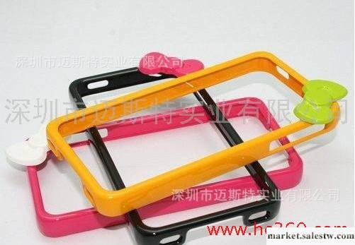 蘋果 iphone4 4S 4g hello kitty 邊框 蝴蝶結 信號保護套 手機殼工廠,批發,進口,代購