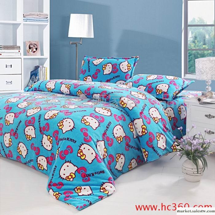 供應印花珊瑚絨四件套-kitty貓工廠,批發,進口,代購