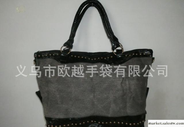 黑色PU帆布搭配女包，時尚大氣手提女包工廠,批發,進口,代購