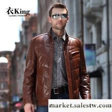 衣King 2012新款海寧真皮皮衣 男士綿羊皮羽絨服修身夾克男裝外套工廠,批發,進口,代購