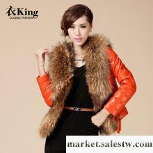 衣king 新款2012韓版貉子毛領皮草 短款修身綿羊皮羽絨服真皮皮衣工廠,批發,進口,代購